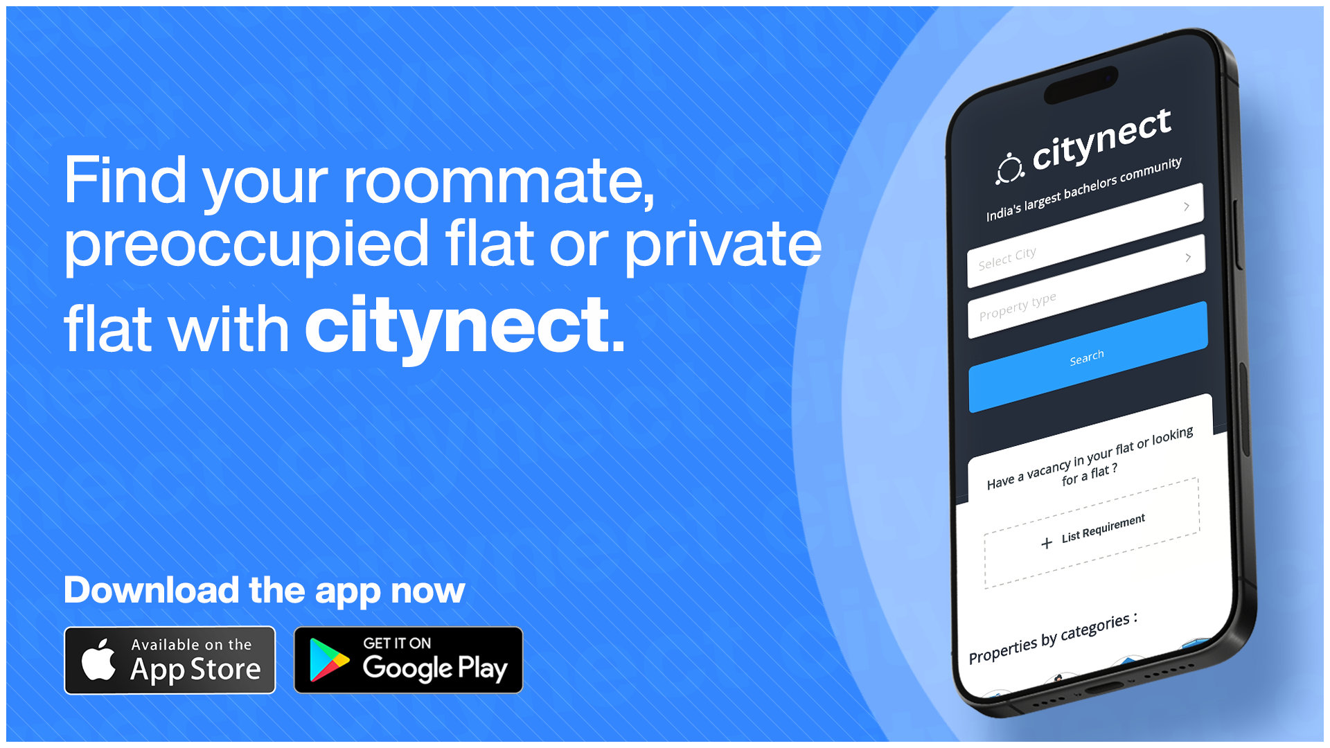 find your roommate, preoccupied flat or private flat with citynect